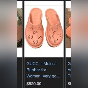 - Gucci Pink Mules with Embossed Logo